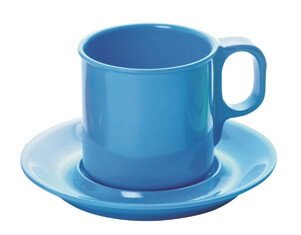 Blue melamine cup with saucer