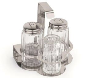 A set of pepper and salt shakers with a container for toothpicks 1751003