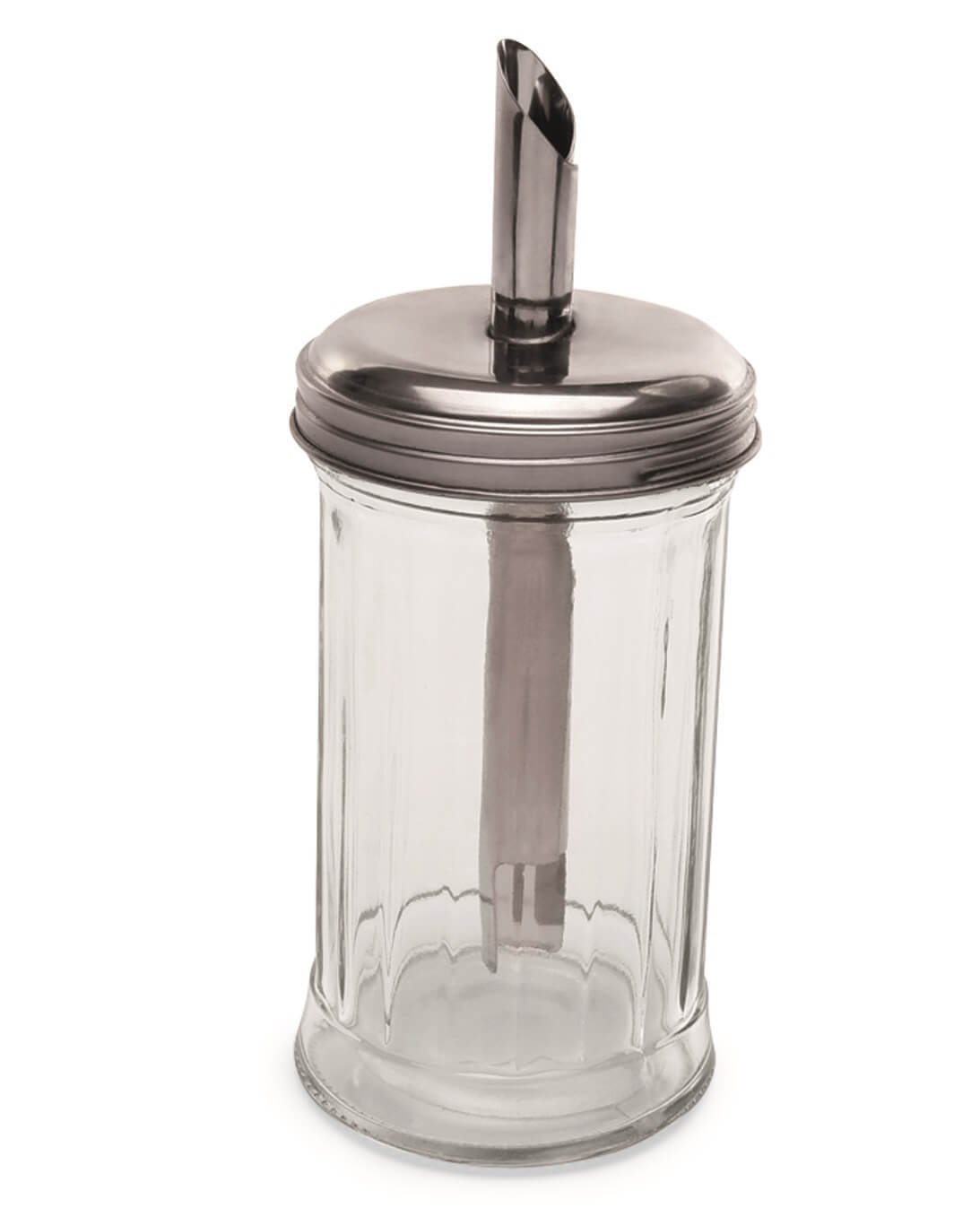 Glass dispensers for sugar with stainless steel funnel 1491003 Glass dispensers for sugar with stainless steel funnel 1491003