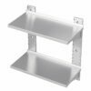 Reinforced, double, height-adjustable shelves for equipment