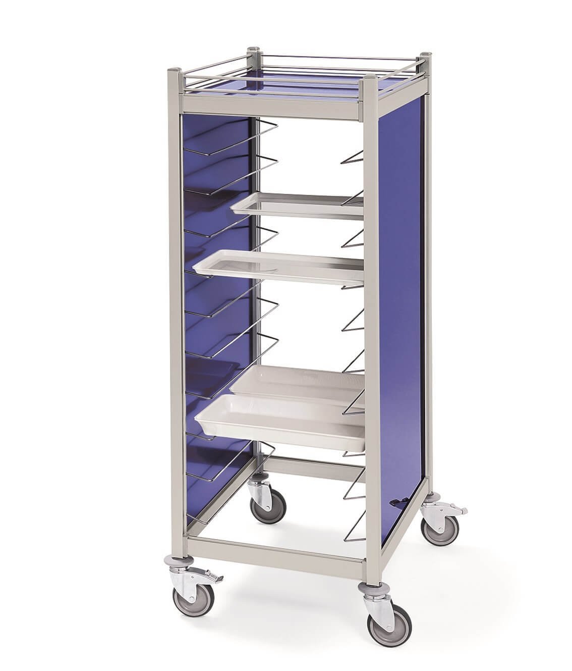 Aluminum trolley with top shelf