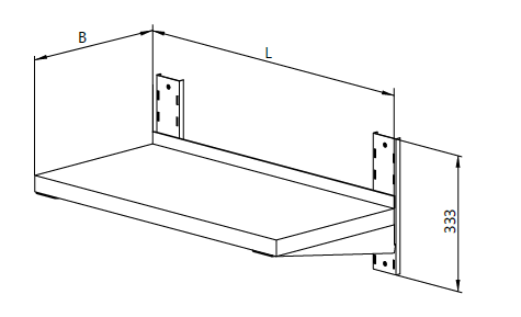 Drawing of reinforced height-adjustable shelves for equipment
