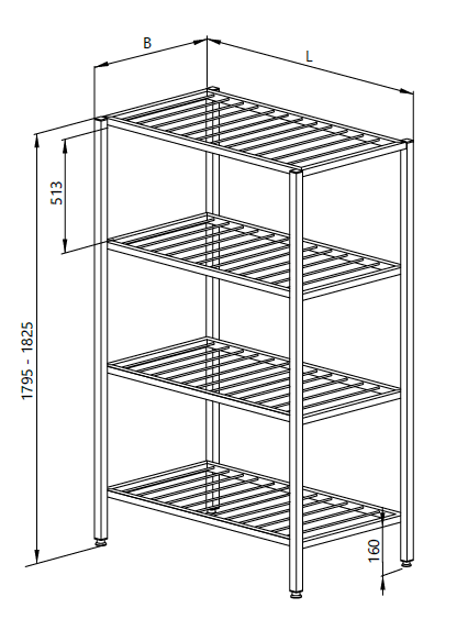 Drawing of a welded rod rack