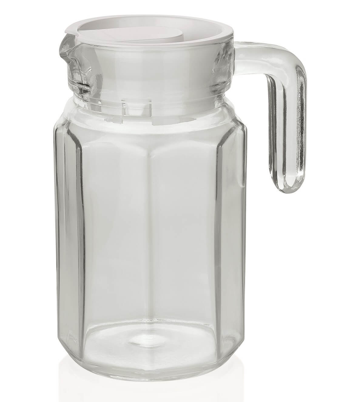 Glass decanters with plastic lids