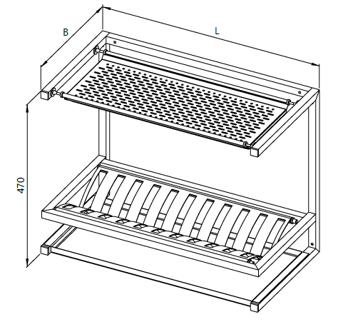 Shelves - a drawing of a dryer with a tray