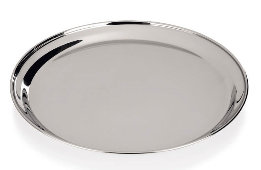 Round stainless steel serving trays