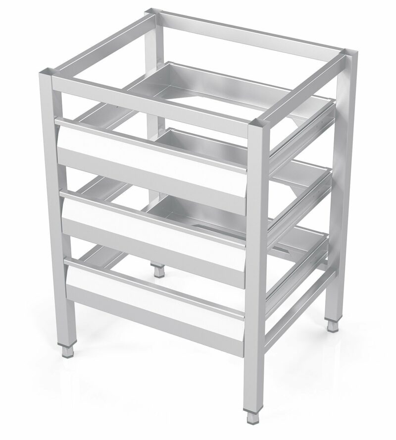 Frame with drawers for dishwasher baskets