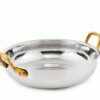 Stainless steel serving dishes with copper handles 4012140