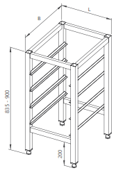 Drawing of the frame with holders for GN dishes