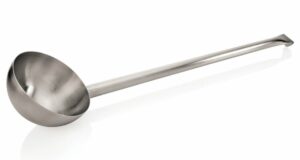 The scoop has a long, round handle