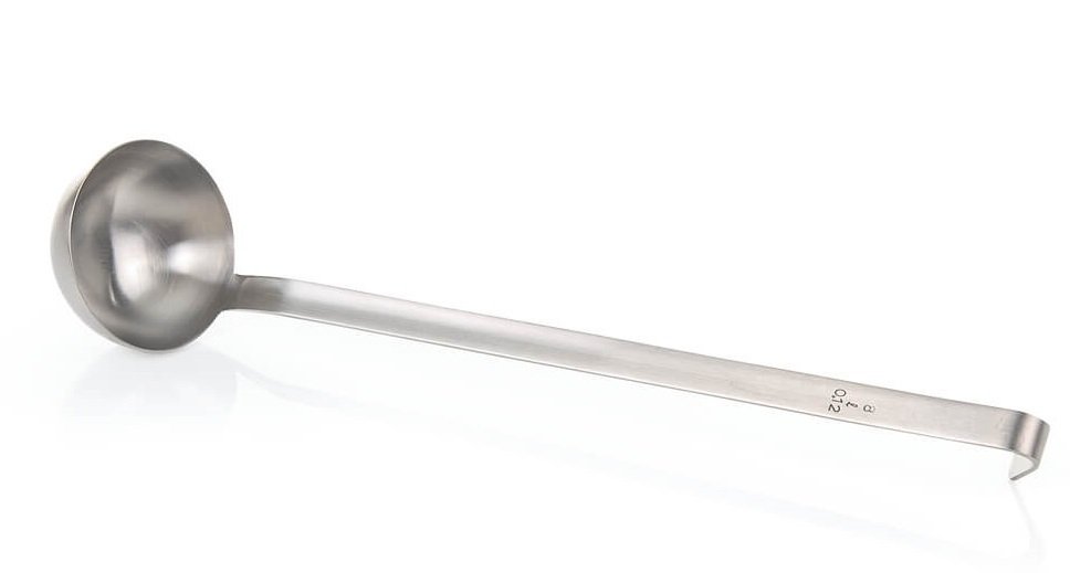 The ladle has a long handle