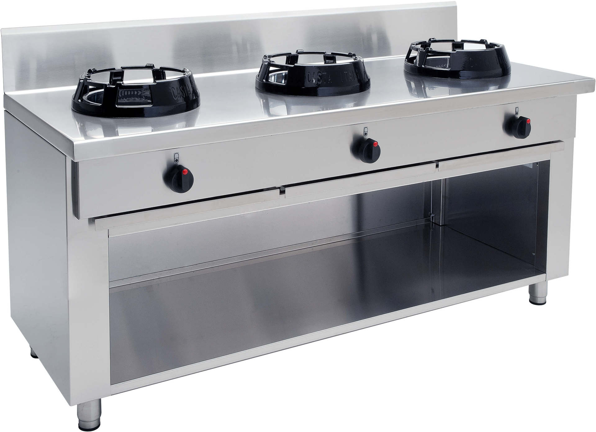 Built-in wok stove with 3 burners