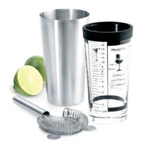 Cocktail shakers, strainers, beakers