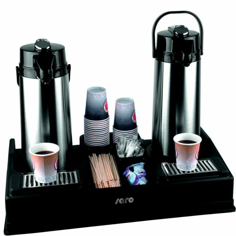 Stands for preparing coffee are adapted to pneumatic thermoses