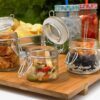 Glass jars with snap-on lids
