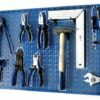 Perforated walls with 40 plastic holders for hanging tools