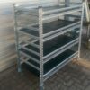 Rack trolley with rubber covered shelves
