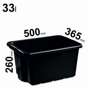 33l juodos spalvos plastikinės dėžės NORDIC 500x365x260mm