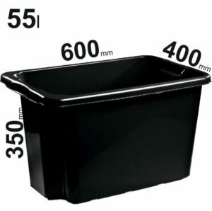 55l Juodos spalvos plastikinės dėžės NORDIC 600x400x350mm 75500200