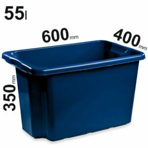 55l Mėlynos spalvos plastikinės dėžės NORDIC 600x400x350mm 75500600