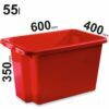 55l Raudonos spalvos plastikinės dėžės NORDIC 600x400x350mm 75500300