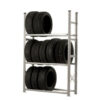 Three-shelf racks for tires and rims