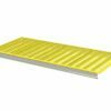 Shelf with yellow perforated plastic covers