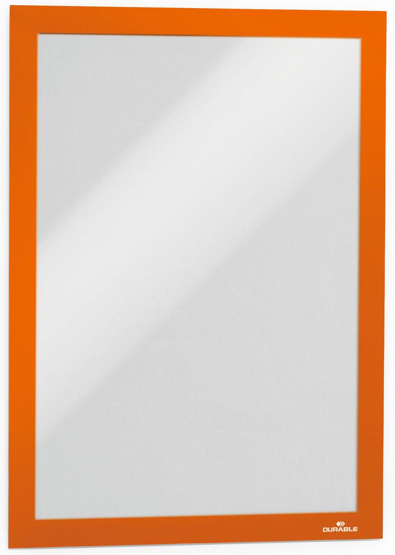 Orangefarbener, doppelseitig klebender Magnetrahmen im A4-Format