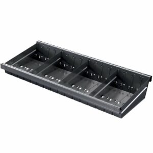 Rack shelf with recessed containers