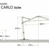 Parasole przeciwsłoneczne Monta Carlo o wymiarach 3x3m