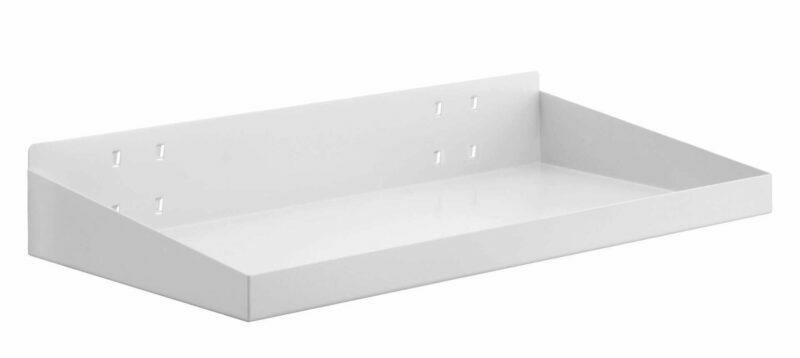 Shelves with high sides, light gray color