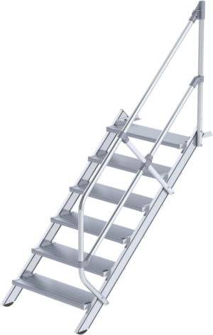Escalier 6 marches en aluminium avec main courante