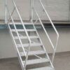 Aluminum stairs with handrails