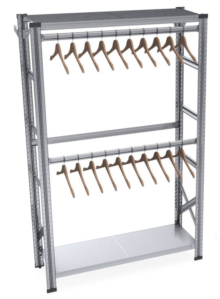 Wall-mounted two-level racks for clothes 1982x400mm, base module