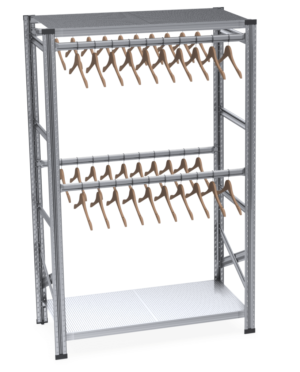 Two-level racks for clothes 1982x600mm with double-sided hangers, base module