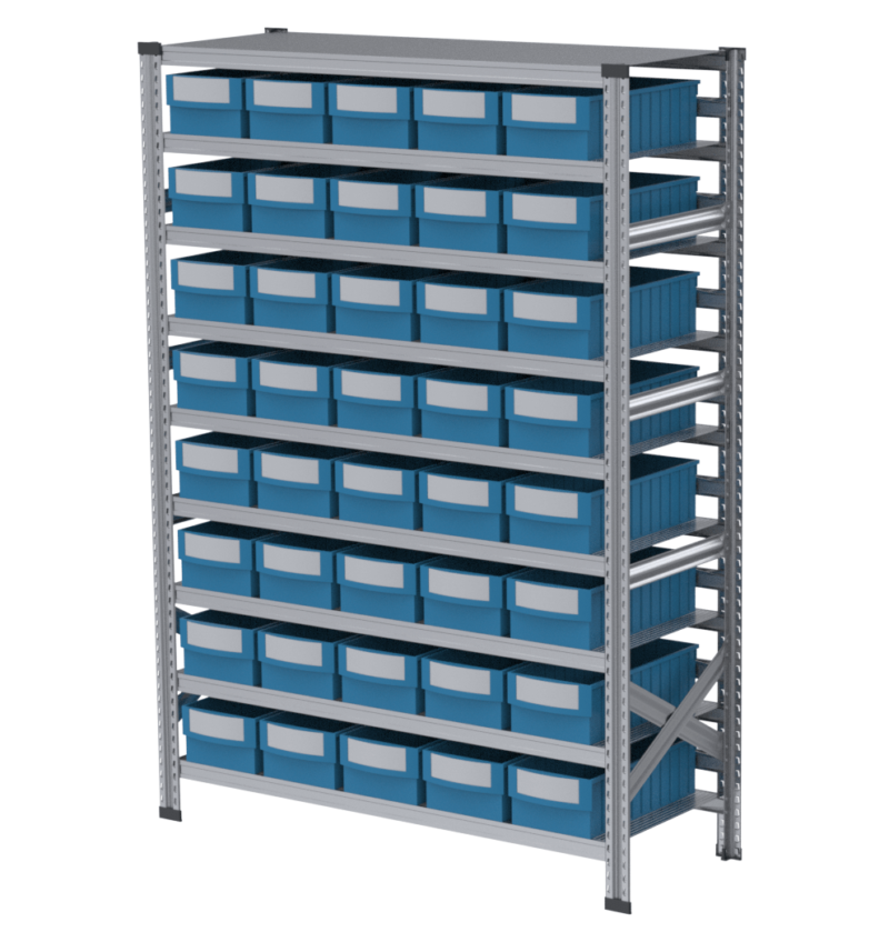 Metalsistem galvanized steel racks with Kapees boxes