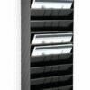 Horizontaler Broschürenhalter mit 12 Fächern für die Wandmontage im A4-Format, Farbe Schwarz