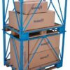 Inserts, blue RAL5012 color, are placed on already loaded pallets