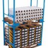 Side liners for pallets are placed on already loaded pallets, blue RAL5012 color