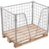 Net containers for pallets, with v-shaped opening, galvanized