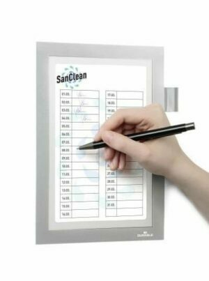 Silver-colored frames for marking cleaning schedules, A5 format