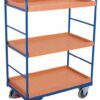High trolleys with three recessed shelves