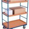 High trolleys with three recessed shelves