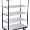 Electrically conductive ESD trolleys with five shelves