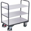 Electrically conductive ESD trolleys with three shelves