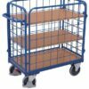 Container carts with four walls and three shelves