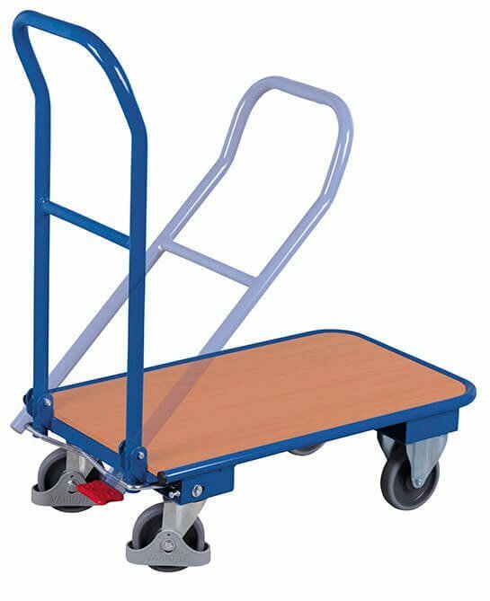 Anthracite-colored platform trolleys with folding handle
