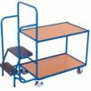 Order picking carts with drop-down steps