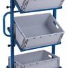 Carts for selecting goods with two or three plastic boxes, tilting shelves