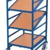 Trolleys with shelves with an adjustable angle of inclination